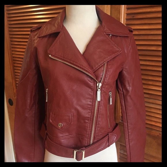 free press Jackets & Blazers - 🔥NEW MARKDOWN🔥red/maroon motorcycle jacket🔥NWT